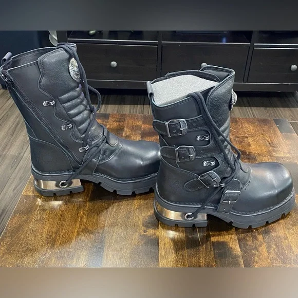New Rock 110-S1 Stiefeletten Aus Schwarzem Leder Mit